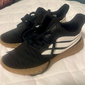 adidas Black Sneakers with White Accents and Brown Sole